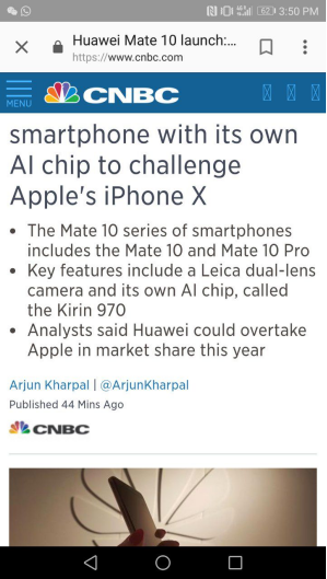 权威外媒评华为Mate 10 人工智能手机引路人_